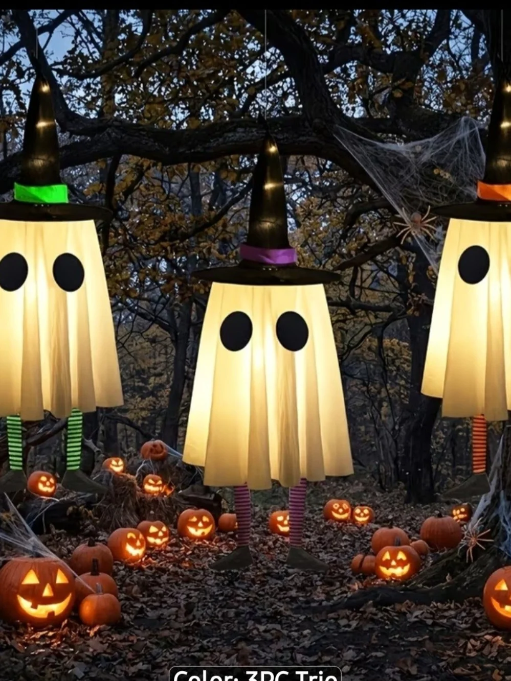 Hanging Witch Ghost Light Decoration - White